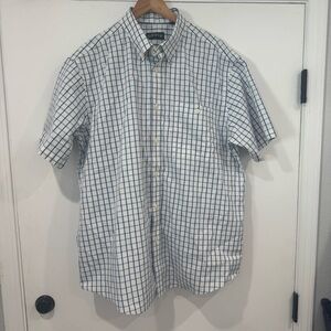 Orvis Men’s Check Button Down Blue White Short Sleeve Shirt XL Casual